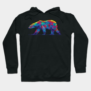 Rainbow Geometric Polar Bear Walking Hoodie